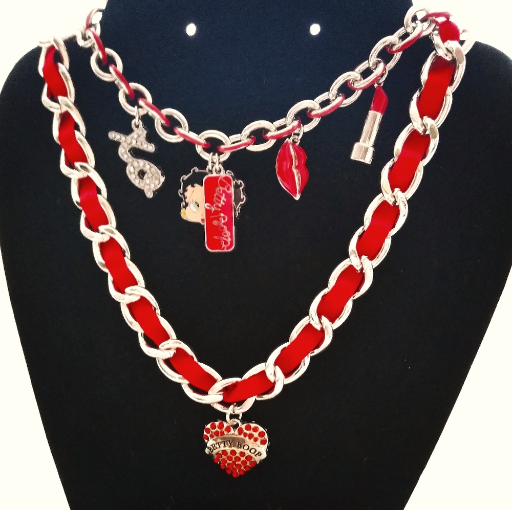 Betty Boop Necklace and Charm Bracelet Set